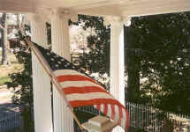 The Flag prouding flys from the balcony where General Ike Eisenhower gave a speech during July 4th celebrations in 1947