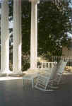 Anytime of day is a good time to relax on the portico in our Kennedy rockers handmade in Natchez, Ms. 